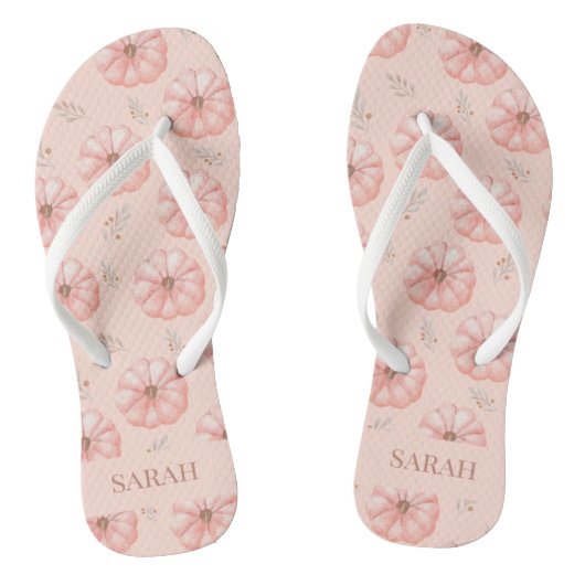 Leuke Oranje Waterverf pompoen Herfst Teenslippers (Voetbed)