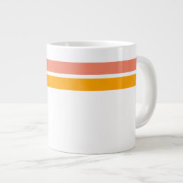 Leuke Oranje Yellow Salmon Racing Stripes op Wit Grote Koffiekop