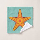 Leuke Oranje zeester Cartoon Bad Handdoek (Wasdoekje)