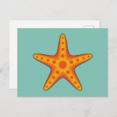 Leuke Oranje zeester Cartoon Feestdagenkaart (Voorkant / Achterkant)