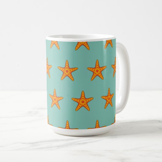 Leuke Oranje zeester Cartoon Koffiemok (Voorkant rechts)