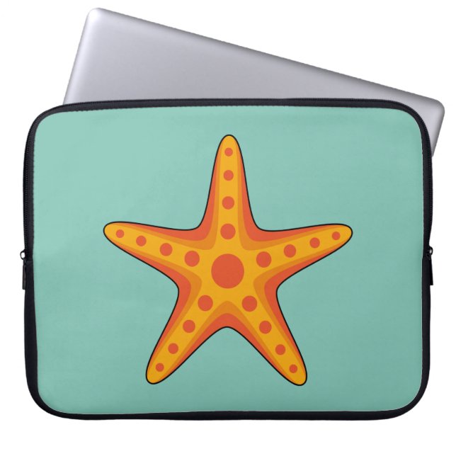 Leuke Oranje zeester Cartoon Laptop Sleeve (Voorkant)