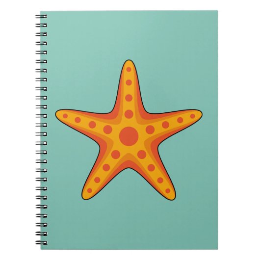 Leuke Oranje zeester Cartoon Notitieboek (Voorkant)