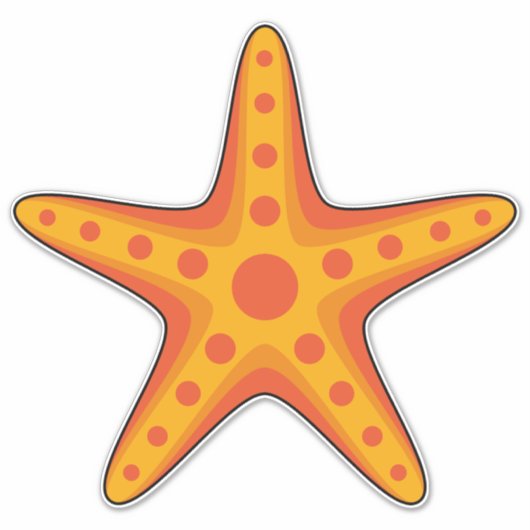 Leuke Oranje zeester Cartoon Sticker (Voorkant)