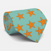 Leuke Oranje zeester Cartoon Stropdas (Opgerold)