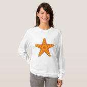 Leuke Oranje zeester Cartoon T-shirt (Voorkant volledig)