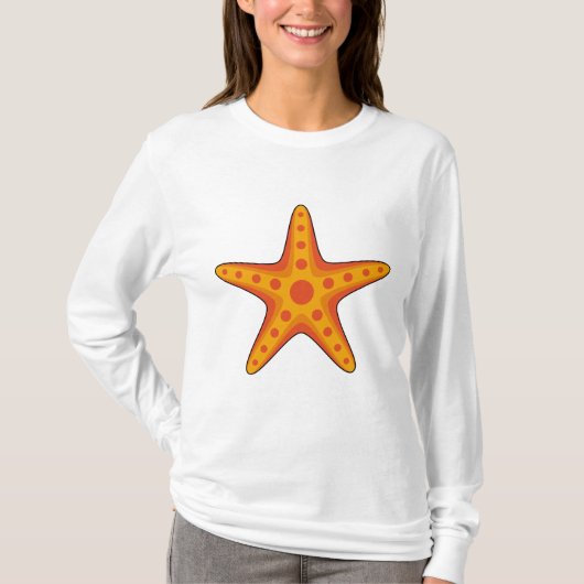 Leuke Oranje zeester Cartoon T-shirt (Voorkant)