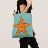 Leuke Oranje zeester Cartoon Tote Bag (Dichtbij)