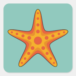 Leuke Oranje zeester Cartoon Vierkante Sticker