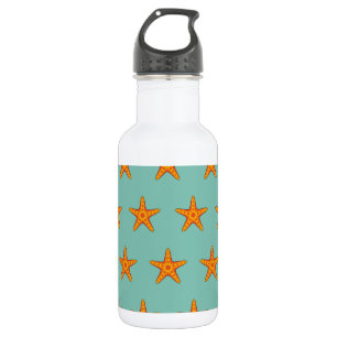 Leuke Oranje zeester Cartoon Waterfles
