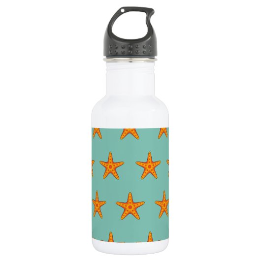 Leuke Oranje zeester Cartoon Waterfles (Voorkant)
