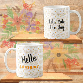 Leuke Oranje Zon Patroon Sjabloon Tekst Koffiemok