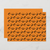 Leuke oranje zwarte jack o lantaarn patroon Hallow Feestdagenkaart (Voorkant / Achterkant)
