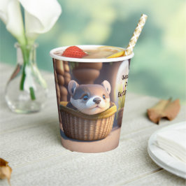 Leuke otter baby in een mand - aangepaste kinder papieren bekers