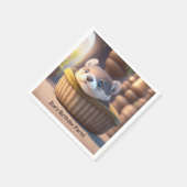 Leuke otter baby in een mand - aangepaste kinderen servet (Hoek)