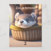 Leuke otter baby in een mand - Kids Verjaardag Uitnodiging Briefkaart (Voorkant)