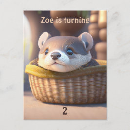Leuke otter baby in een mand - Kids Verjaardag Uitnodiging Briefkaart
