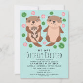 Leuke otter koppels Baby shower uitnodiging (Voorkant)
