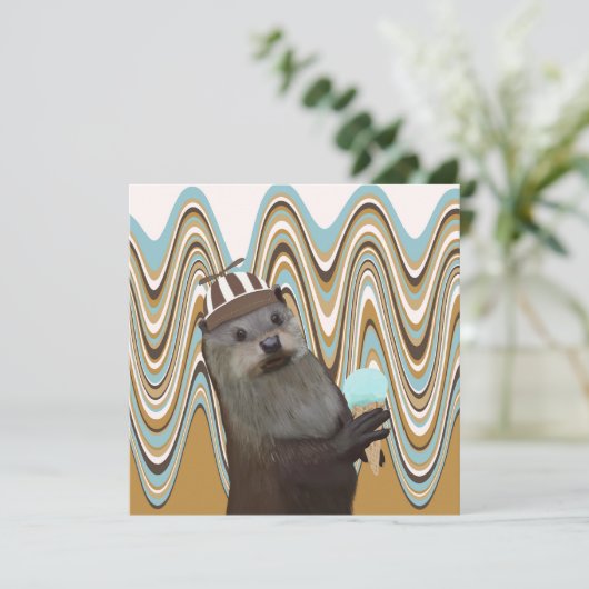 Leuke otter met ijs op wervelachtergrond (Staand voorkant)