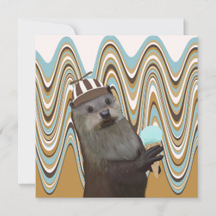 Leuke otter met ijs op wervelachtergrond