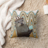 Leuke otter met ijs op wervelachtergrond kussen (Deken)