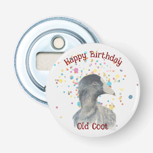 Leuke Oude Dwaas Vogel Over de Hill Verjaardag Button Flesopener