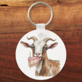 Leuke oude geit over de heuvel aangepaste leeftijd sleutelhanger (Achterkant)