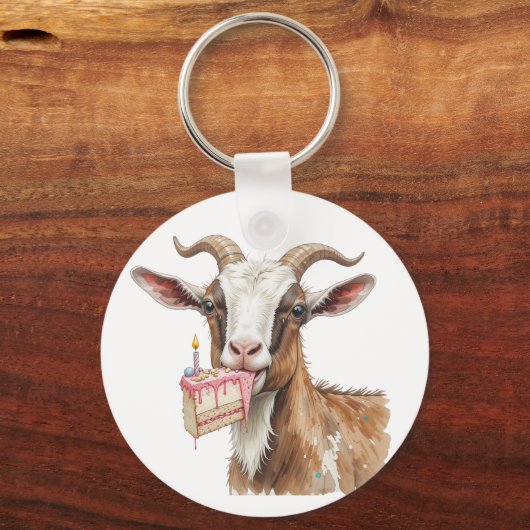 Leuke oude geit over de heuvel aangepaste leeftijd sleutelhanger (Achterkant)