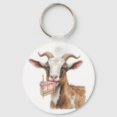 Leuke oude geit over de heuvel aangepaste leeftijd sleutelhanger (Achterkant)