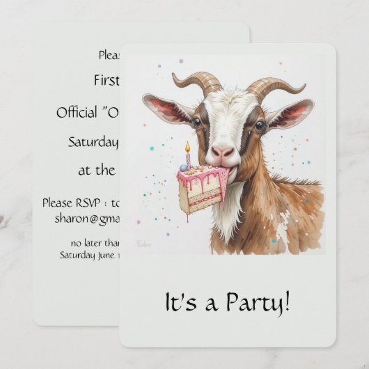 Leuke "Oude Geit" Verjaardagsuitnodiging Over de H Kaart (Voorkant / Achterkant)