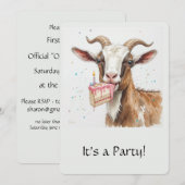 Leuke "Oude Geit" Verjaardagsuitnodiging voor Oude Kaart (Voorkant / Achterkant)