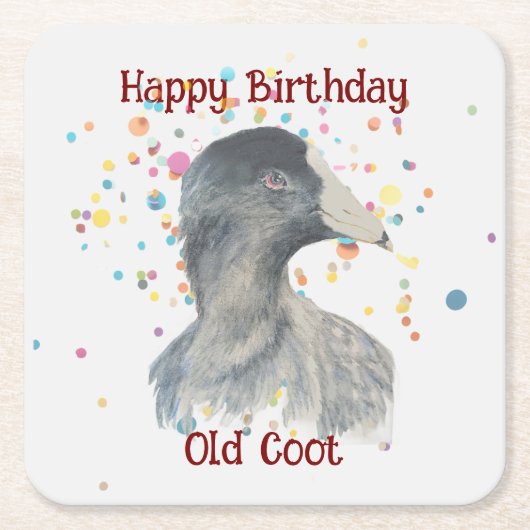 Leuke Oude Gek Vogel Over de Hill Verjaardag Kartonnen Onderzetters (Voorkant)