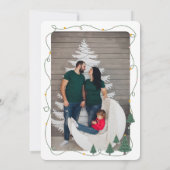 Leuke oude kerst roze retro auto boom foto feestdagenkaart (Achterkant)