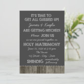 Leuke oude school schoolbord land bruiloft kaart (Staand voorkant)