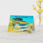 Leuke oude truck verjaardagskaart grappig kaart (Gele Bloem)