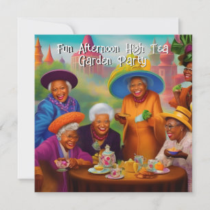 Leuke oudere dames High Tea tuinfeest etnisch Kaart