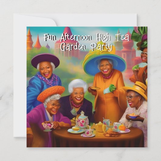 Leuke oudere dames High Tea tuinfeest etnisch Kaart (Voorkant)