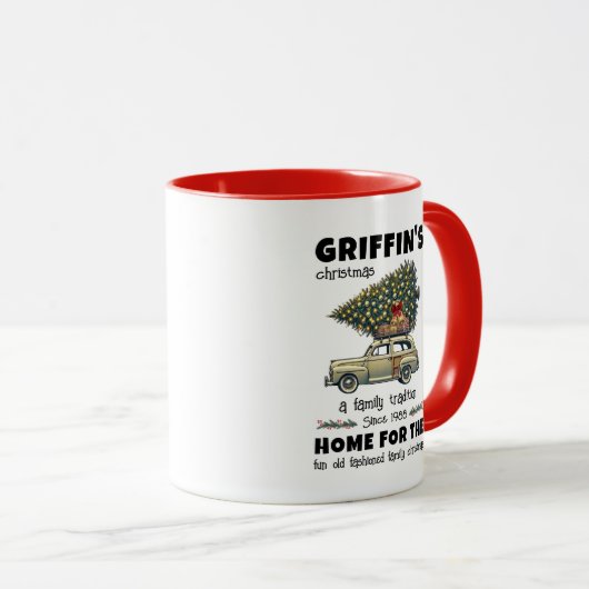 Leuke ouderwetse familie kerst mok (Voorkant rechts)
