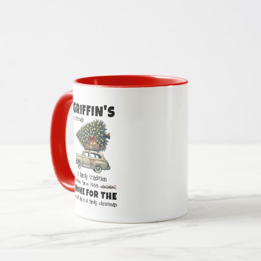 Leuke ouderwetse familie kerst mok (Voorkant links)