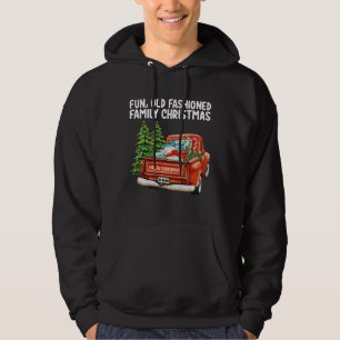 Leuke ouderwetse familie kerst vrachtwagen boom hoodie
