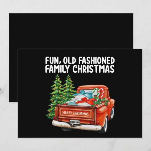 Leuke ouderwetse familie kerst vrachtwagen boom kaart (Voorkant / Achterkant)