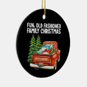 Leuke ouderwetse familie kerst vrachtwagen boom keramisch ornament (Rechts)