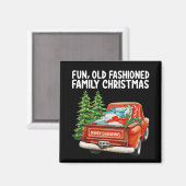 Leuke ouderwetse familie kerst vrachtwagen boom magneet (Voorkant / Achterkant)