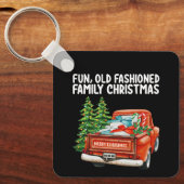 Leuke ouderwetse familie kerst vrachtwagen boom sleutelhanger (Voorkant)