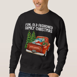 Leuke ouderwetse gezinskersttruckboom trui