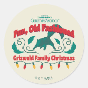 Leuke, ouderwetse Griswold familie kerst Ronde Sticker