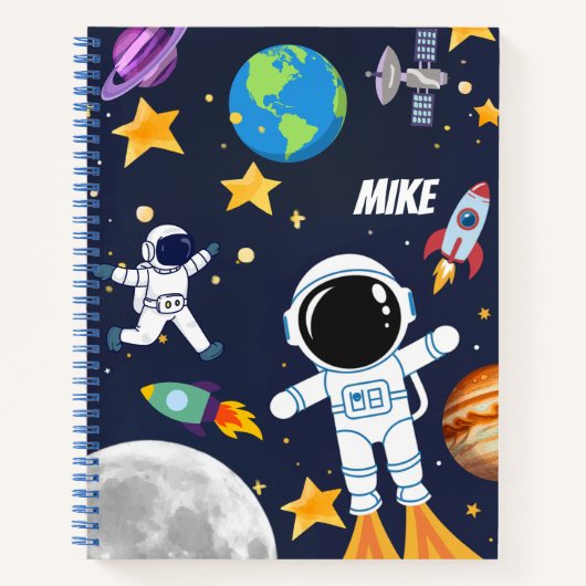 Leuke Outer Space Astronaut & Planets, Schattigee Notitieboek (Voorkant)