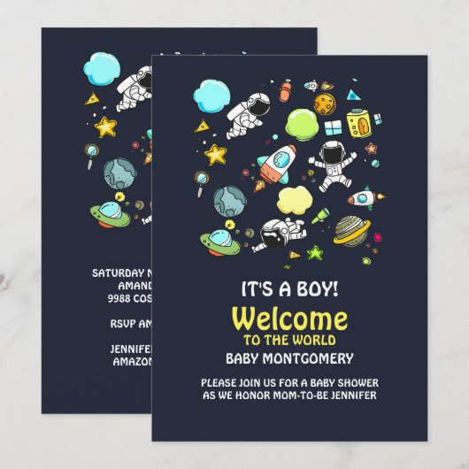 Leuke Outer Space Thema - Astronauten en Raketsche Kaart (Voorkant / Achterkant)
