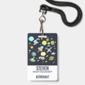 Leuke Outer Space Thema - Astronauten & Raketschep Badge (Achterkant met lanyard)