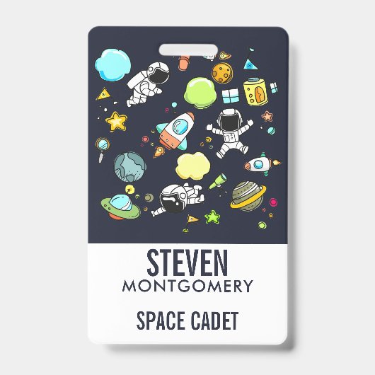 Leuke Outer Space Thema - Astronauten & Raketschep Badge (Voorzijde)